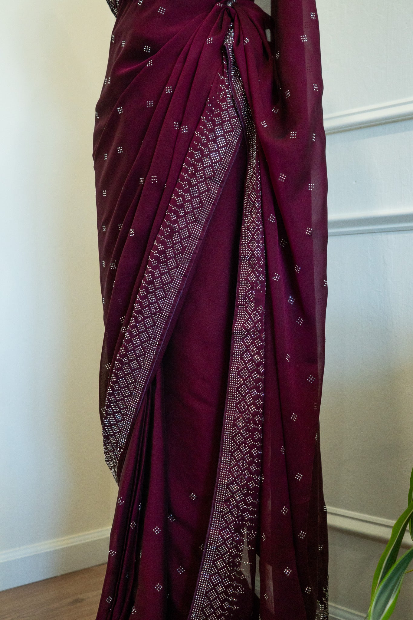 Wine | Shimmer Crepe Pre-Draped