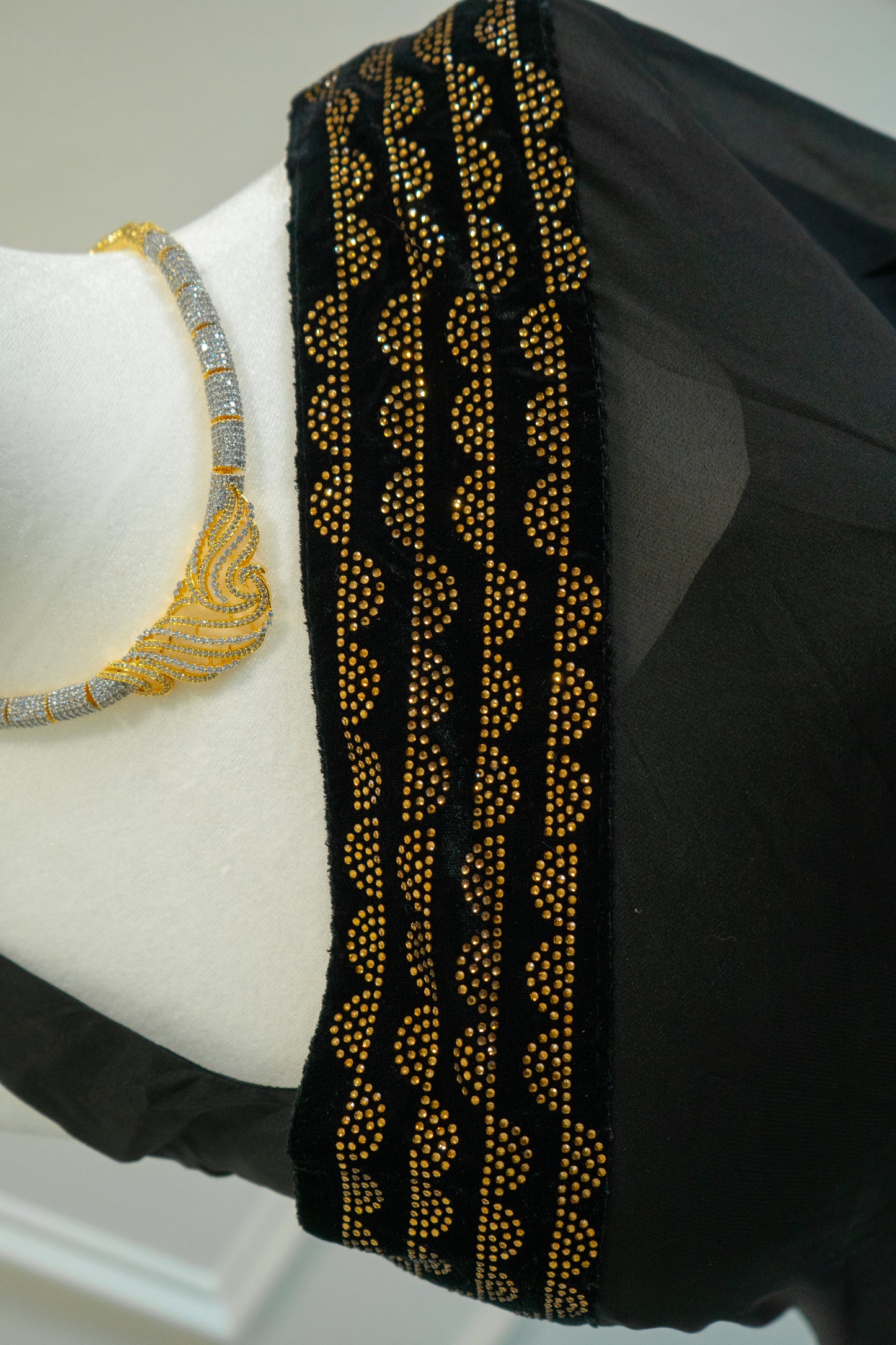 Black | Shimmer Georgette Pre-Draped