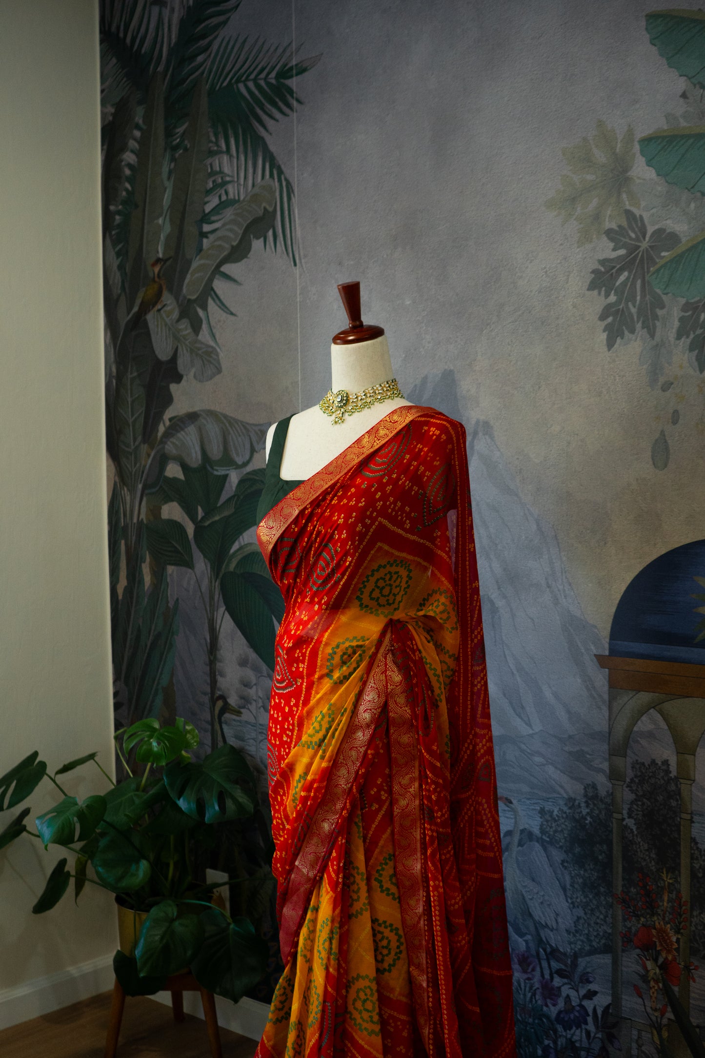 Red-Yellow | Bandhani Pre-Draped
