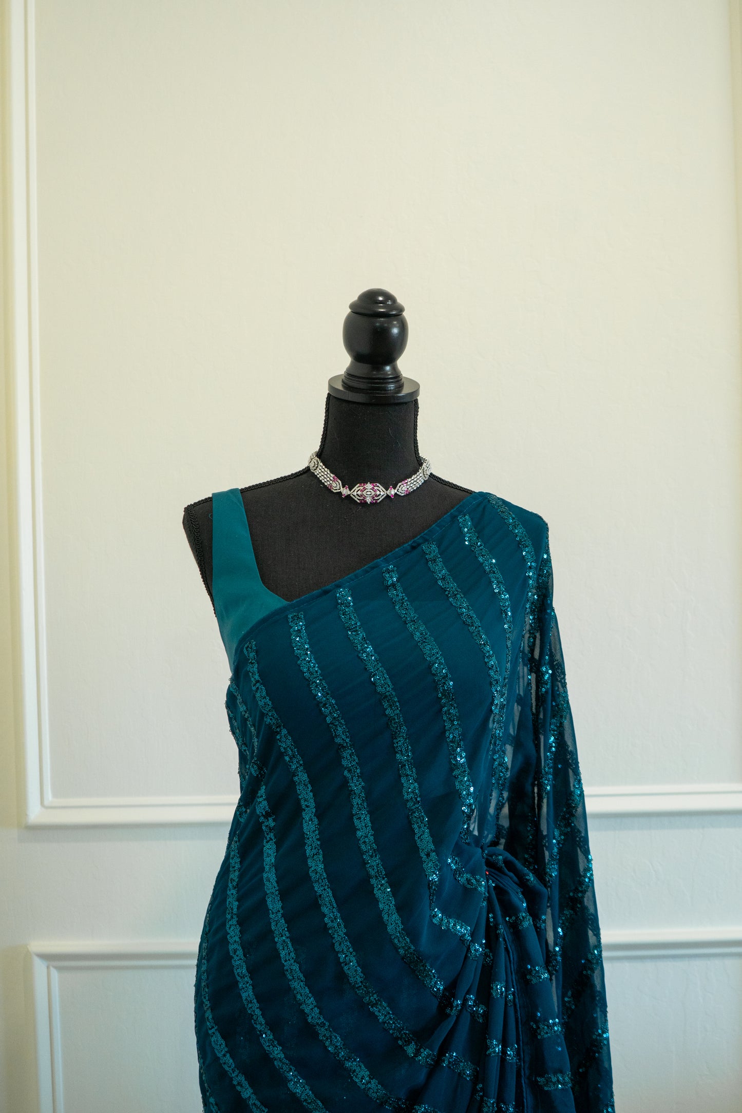 Teal | Georgette Pre-Draped