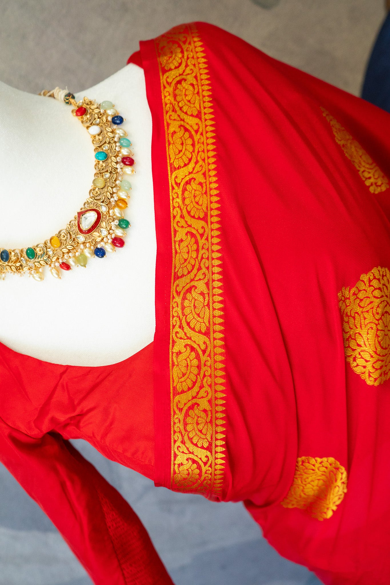 Vermilion | Art Silk Pre-Draped