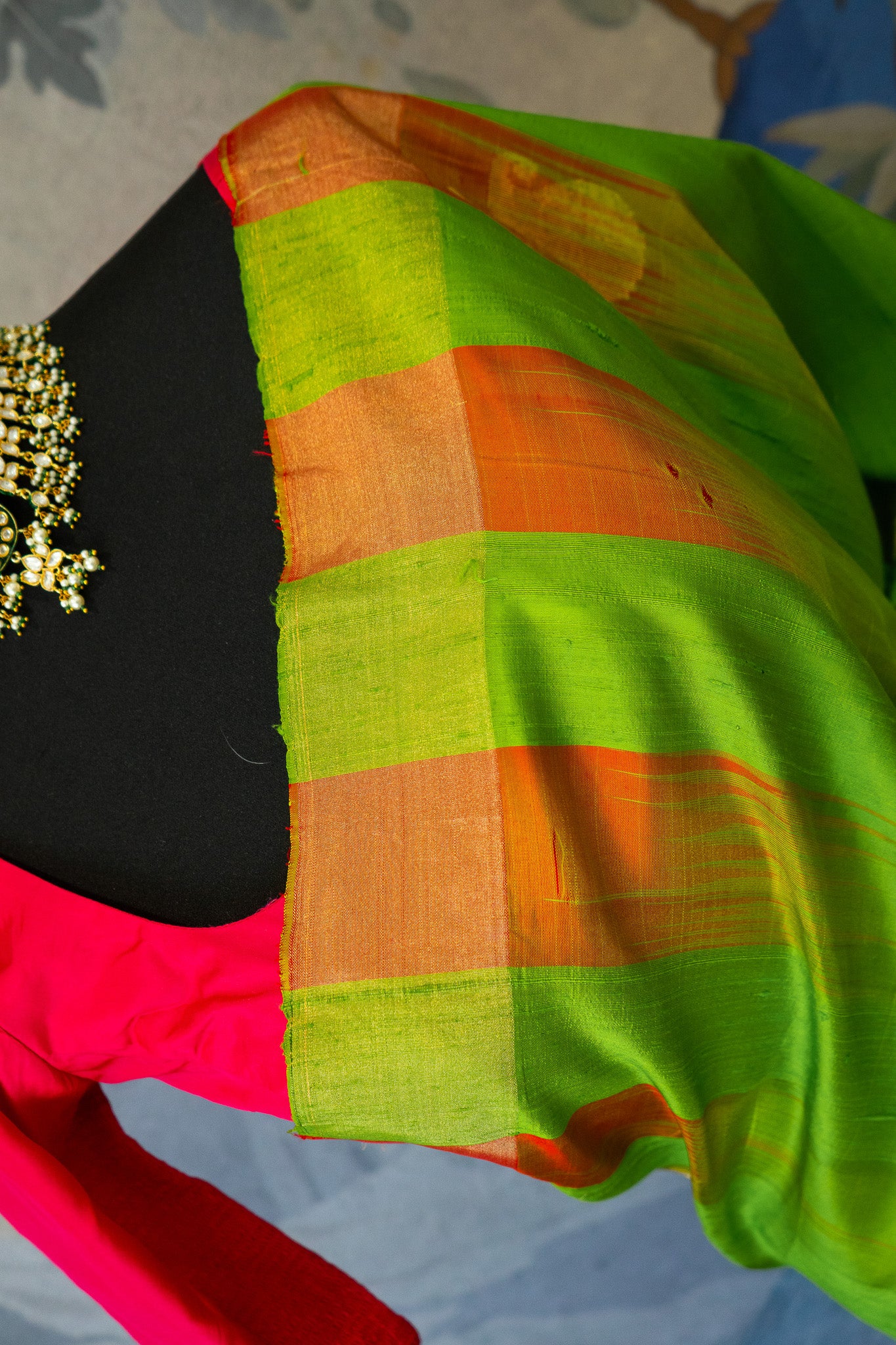 Neon Green | Handloom Silk Pre-Draped