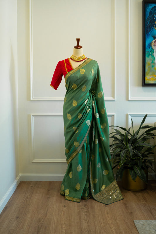 Mint | Soft Tussar Pre-Draped