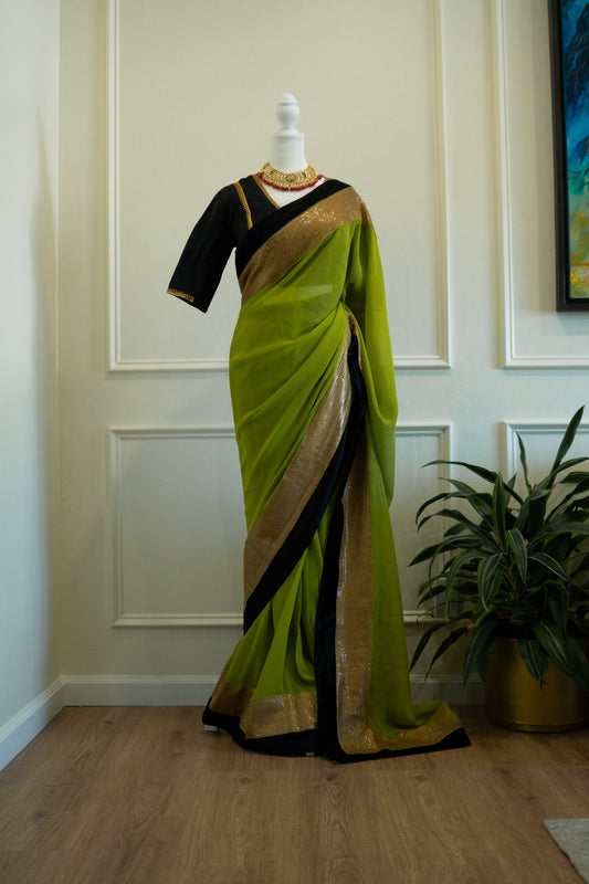 Neon Green | Chiffon Pre-Draped