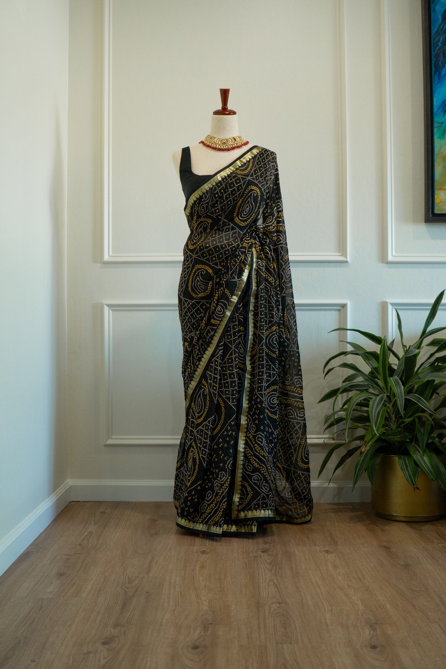 Black | Bandhani Pre-Draped