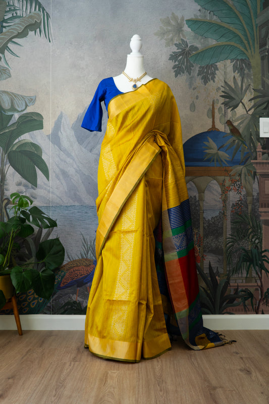 Mustard | Tussar Silk Self-Drape