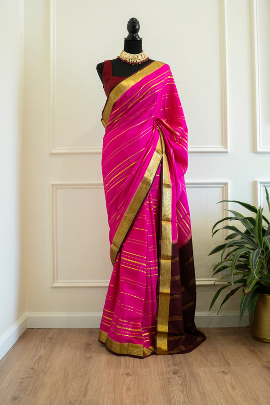 Bright Pink | Mysore Silk Self-Drape