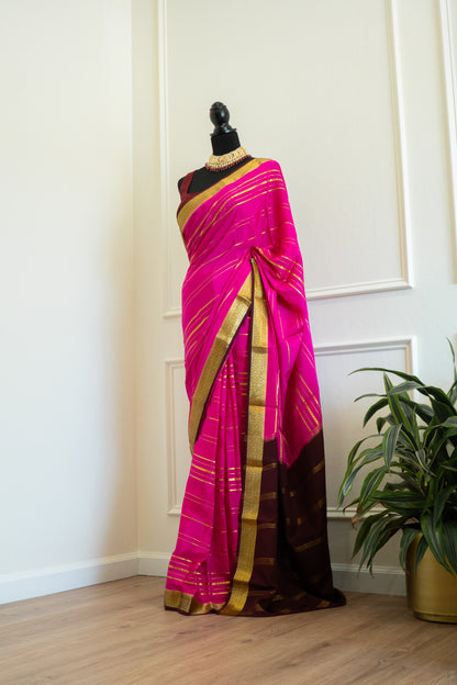 Bright Pink | Mysore Silk Self-Drape