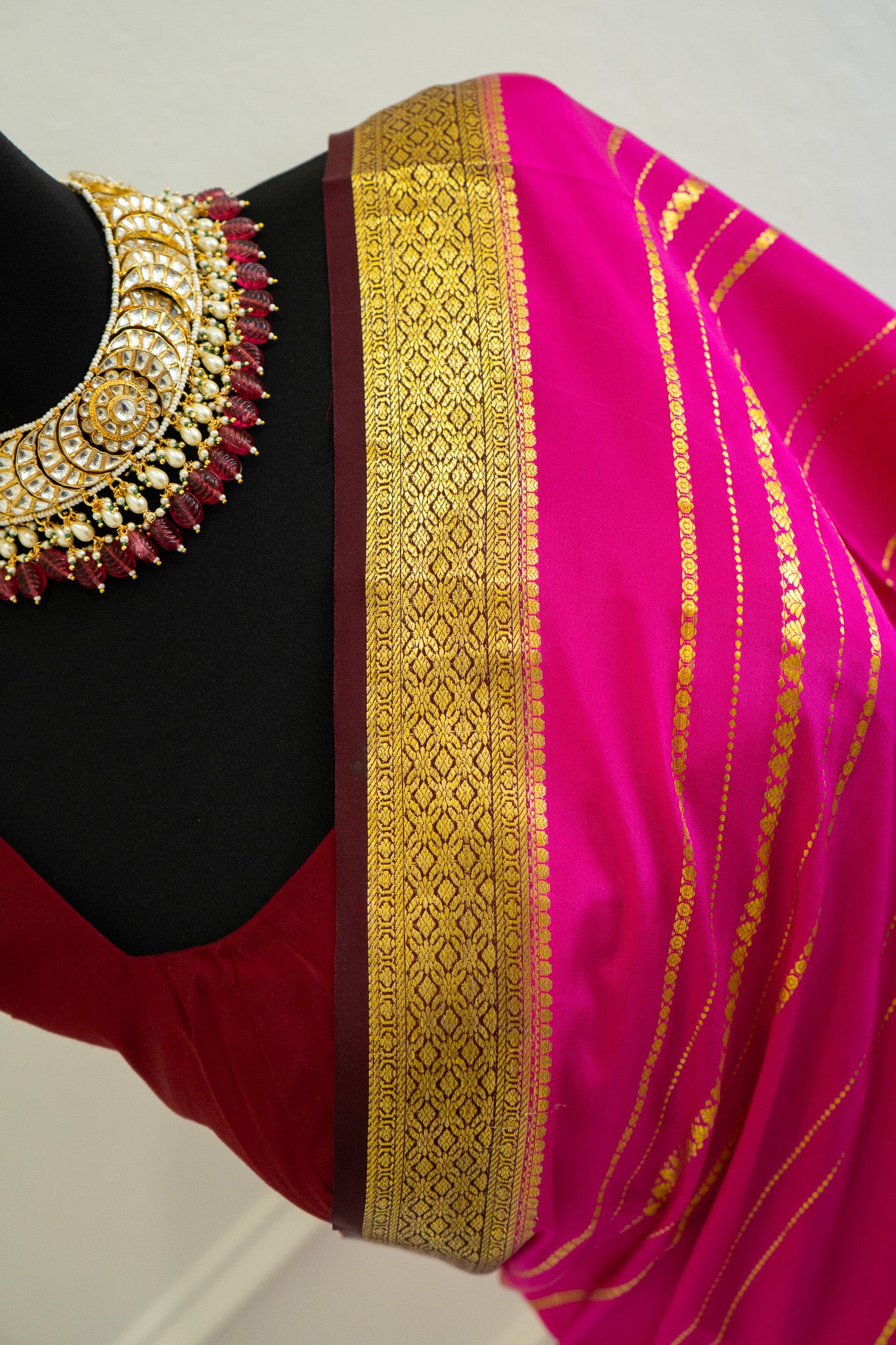 Bright Pink | Mysore Silk Self-Drape