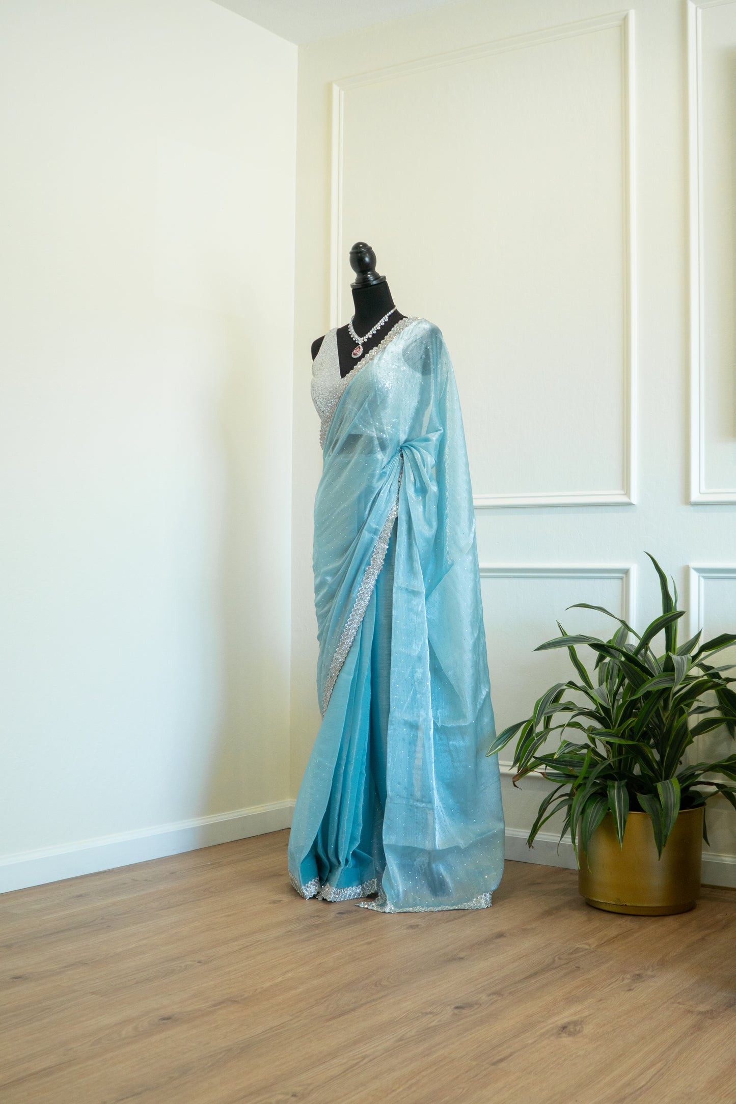 Icy Blue | Crepe Chiffon Pre-Draped