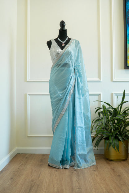 Icy Blue | Crepe Chiffon Pre-Draped