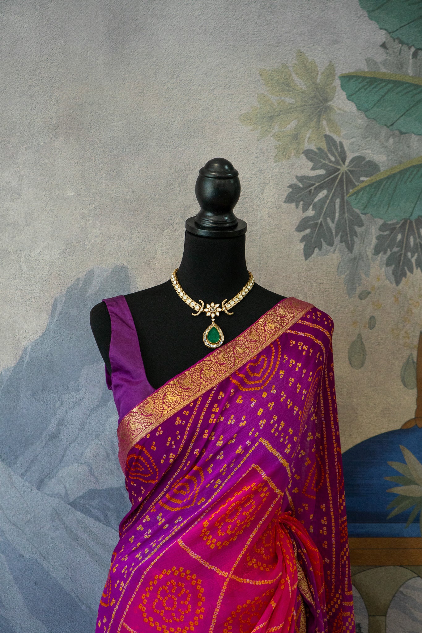 Pink-Purple | Bandhani Pre-Draped