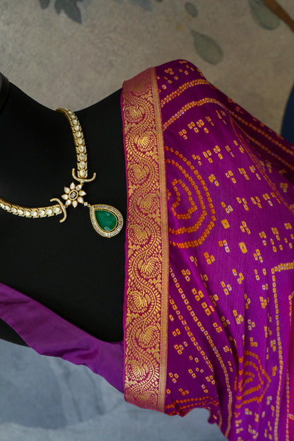 Pink-Purple | Bandhani Pre-Draped