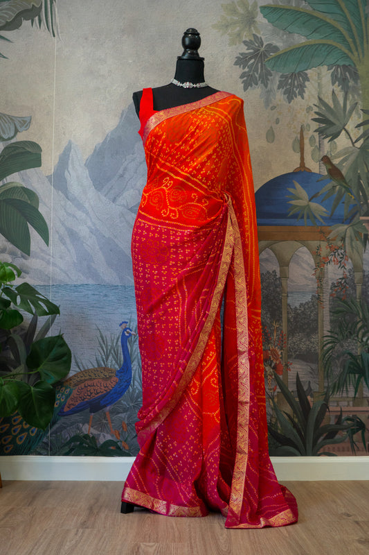 Vermilion | Bandhani Pre-Draped