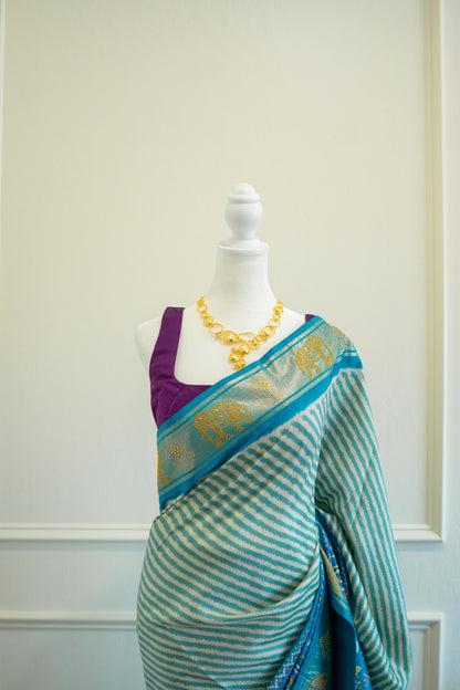 Turquoise | Patola Silk Pre-Draped