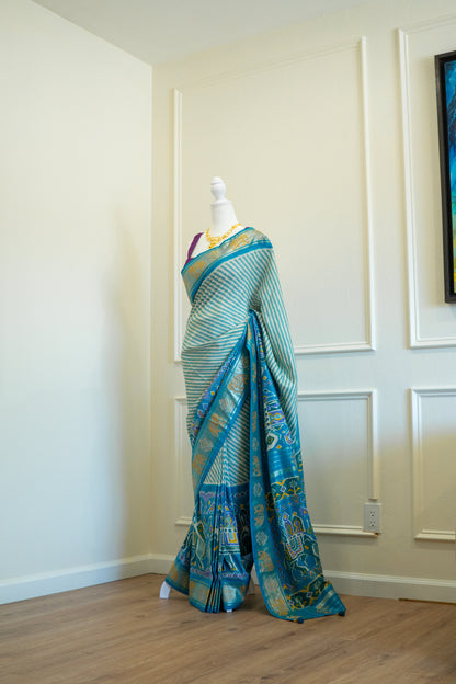 Turquoise | Patola Silk Pre-Draped