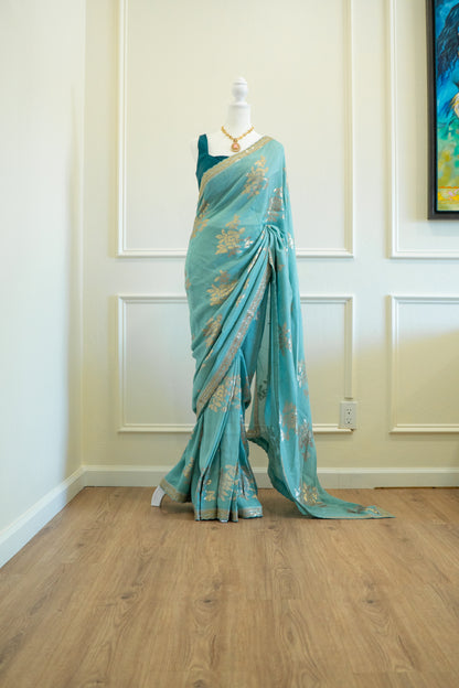 Sea Blue | Georgette Pre-Draped