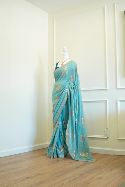 Sea Blue | Georgette Pre-Draped