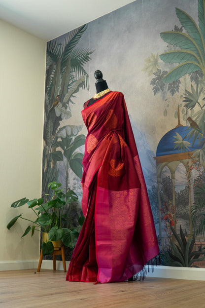 Maroon | Handloom Silk Pre-Draped