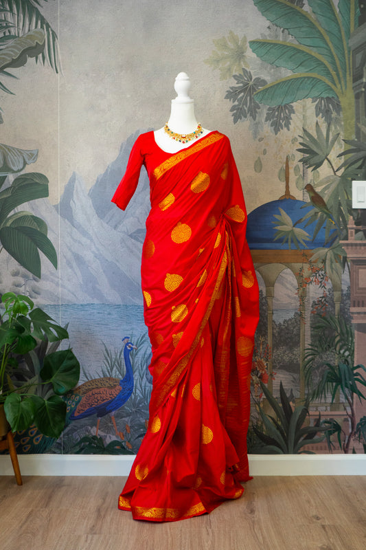 Vermilion | Art Silk Pre-Draped