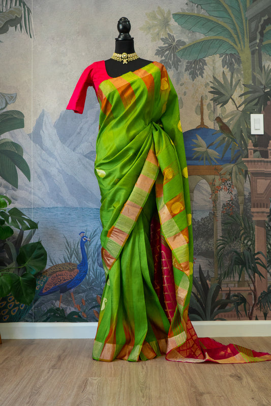 Neon Green | Handloom Silk Pre-Draped