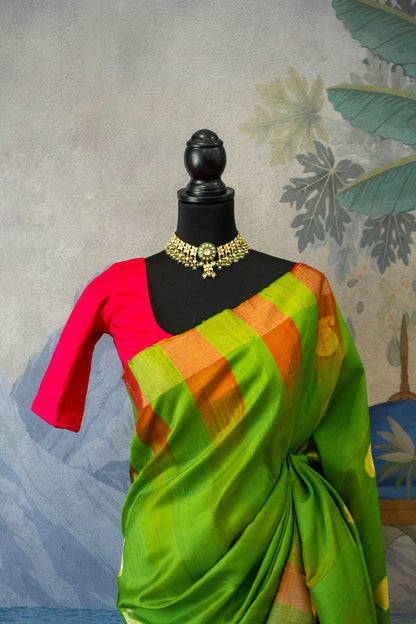 Neon Green | Handloom Silk Pre-Draped