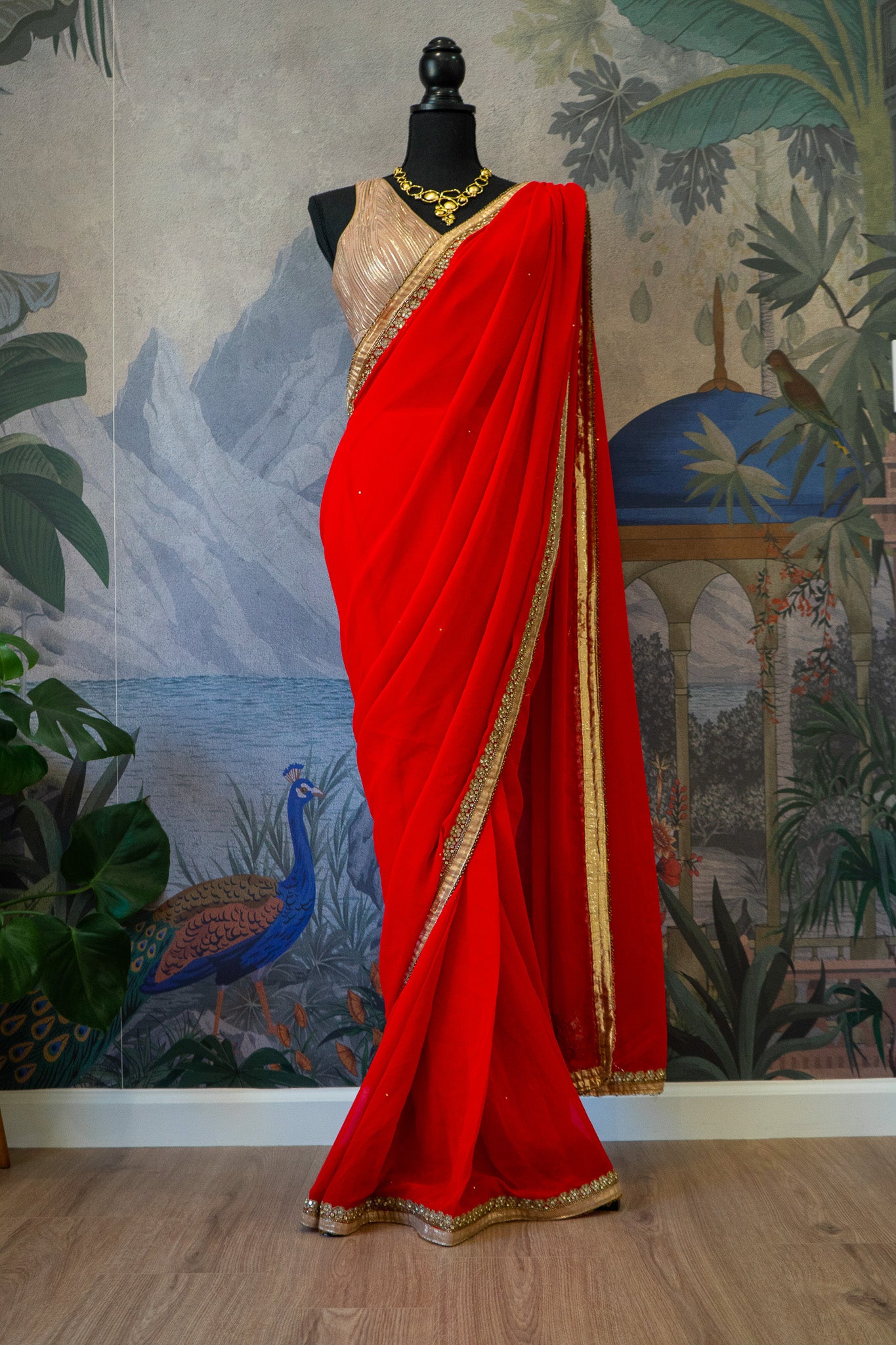 Red | Georgette Pre-Draped